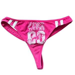Y2K Victorias Secret PINK Tigers 86 Thong Underwear Hot Pink XS Cotton  Panty